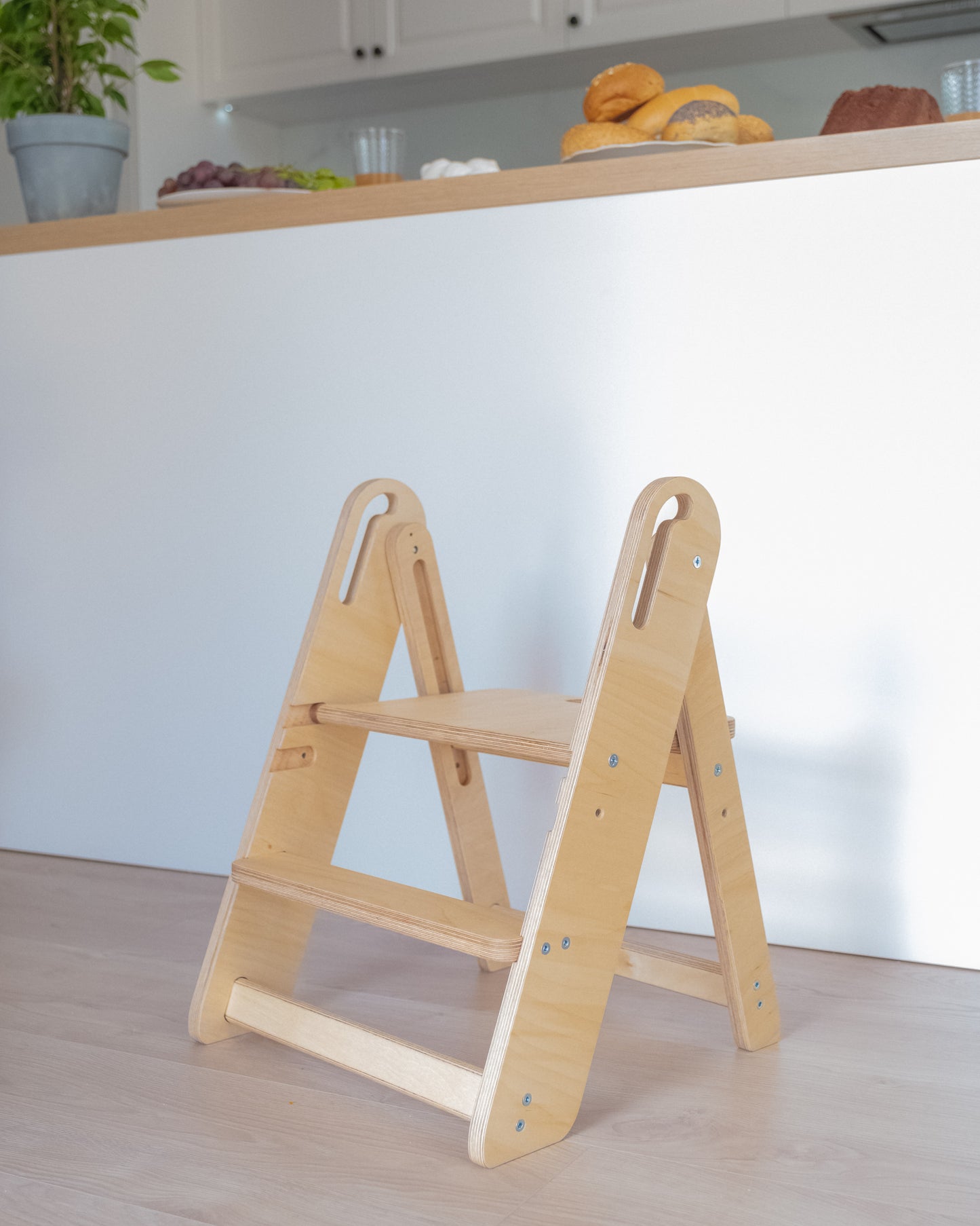 Foldable Birch Plywood Toddler Kitchen Step Stool & Tower