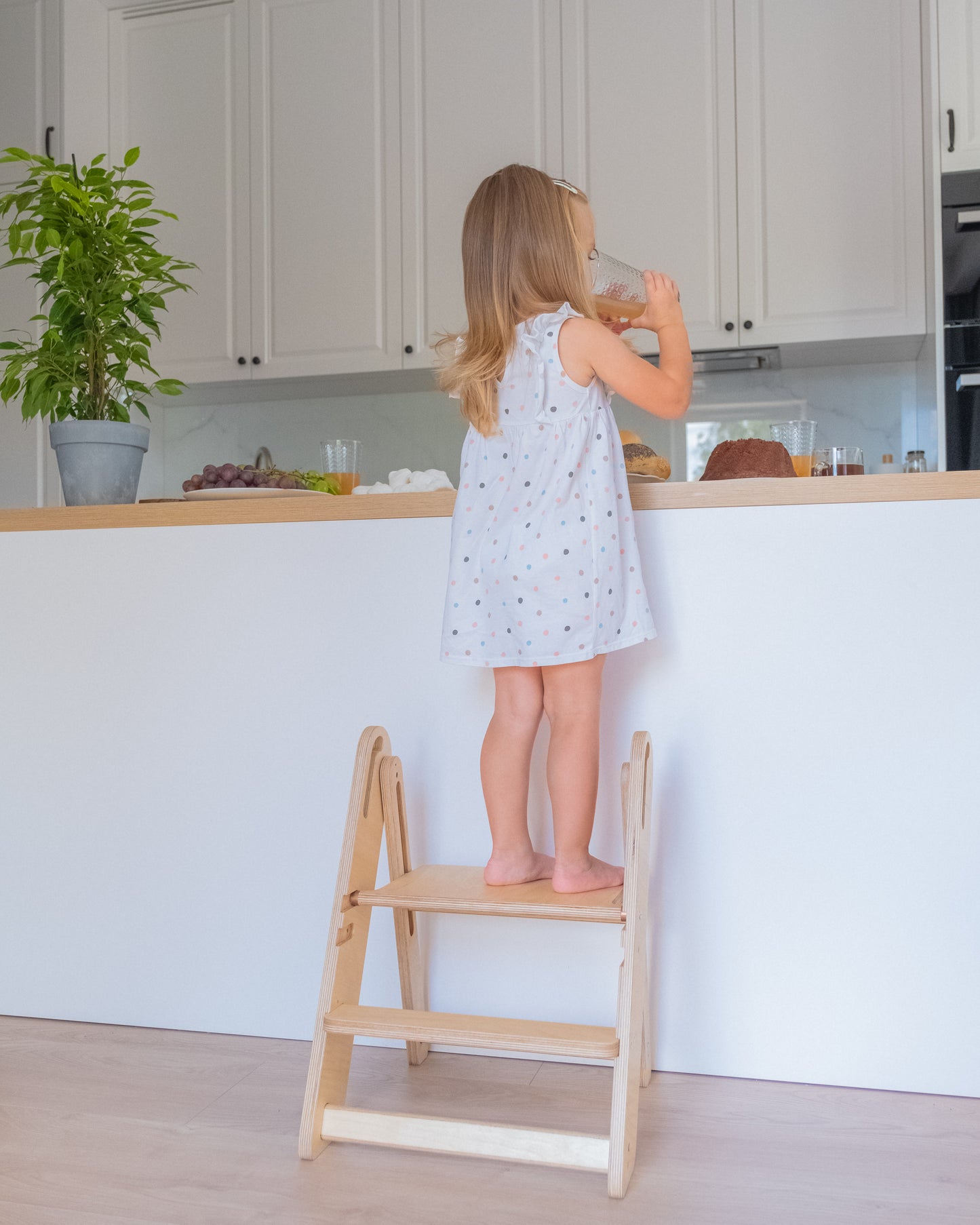 Foldable Birch Plywood Toddler Kitchen Step Stool & Tower