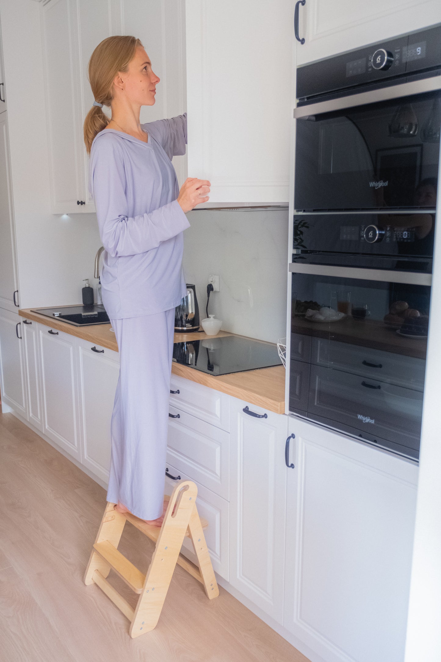 Foldable Birch Plywood Toddler Kitchen Step Stool & Tower