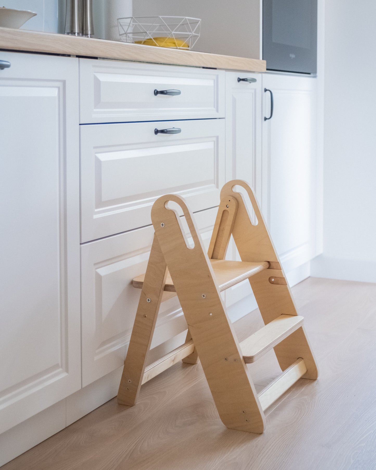 Foldable Birch Plywood Toddler Kitchen Step Stool & Tower