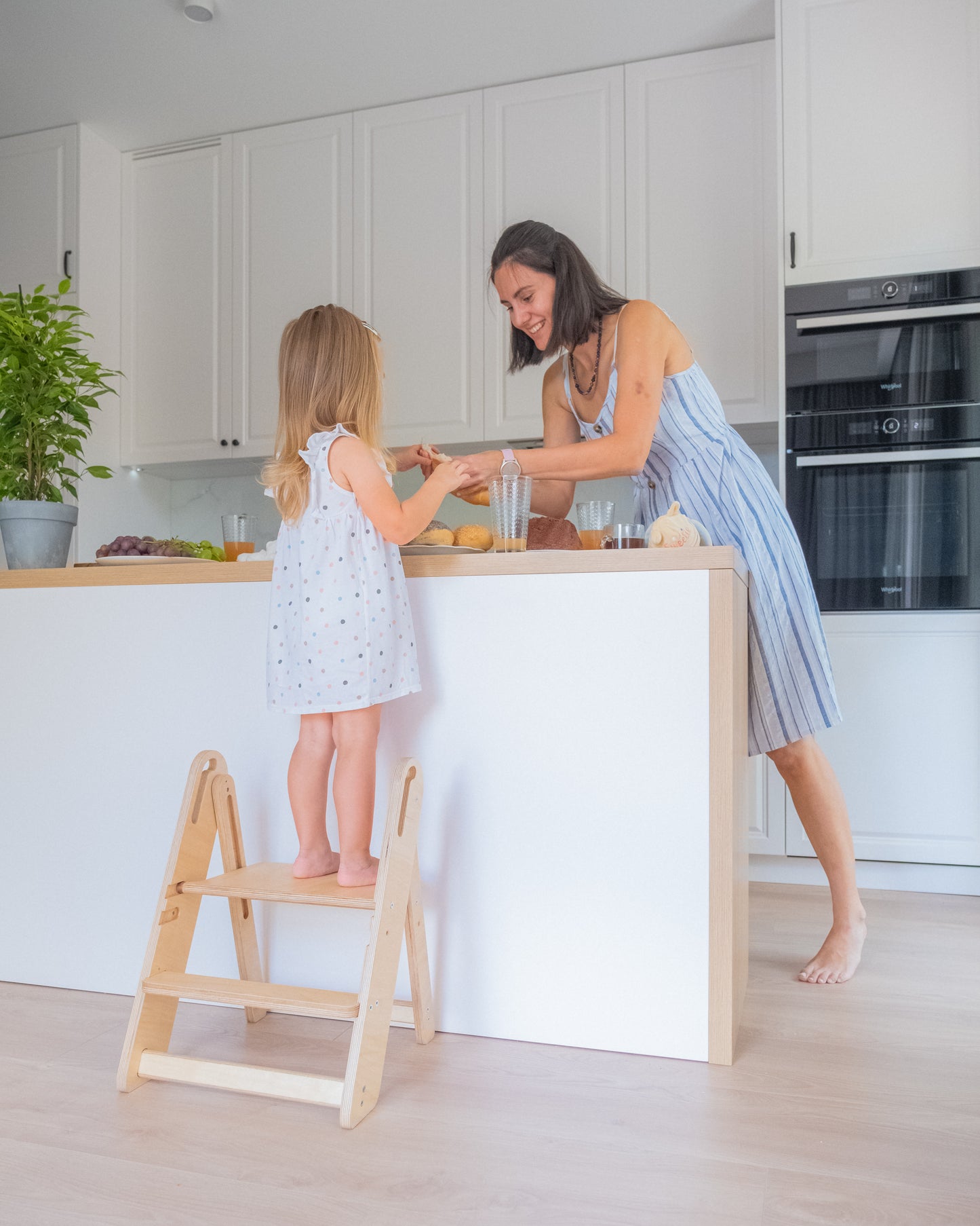 Foldable Birch Plywood Toddler Kitchen Step Stool & Tower